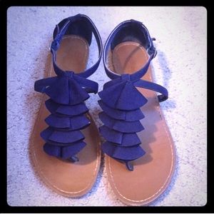 Blue Ruffle Sandals